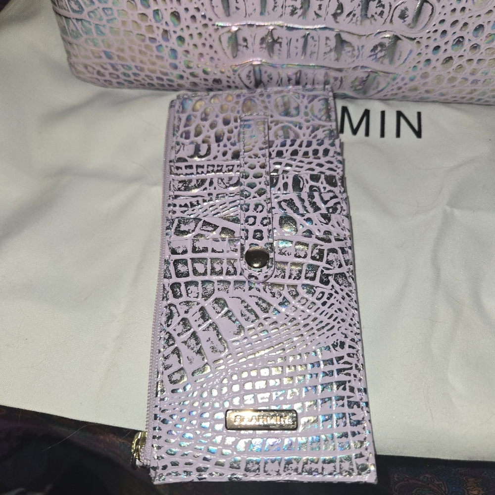 Brahmin Mini Sydney Violet Wonderland Melbourne Leather Crossbody & Card Case - Picture 3 of 15
